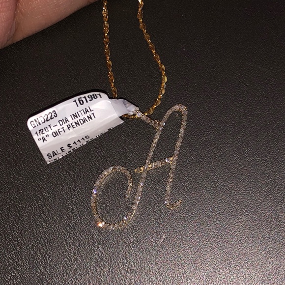 Beautiful large 10k solid real gold SI real diamond A letter initial pendant WOW - Picture 6 of 9
